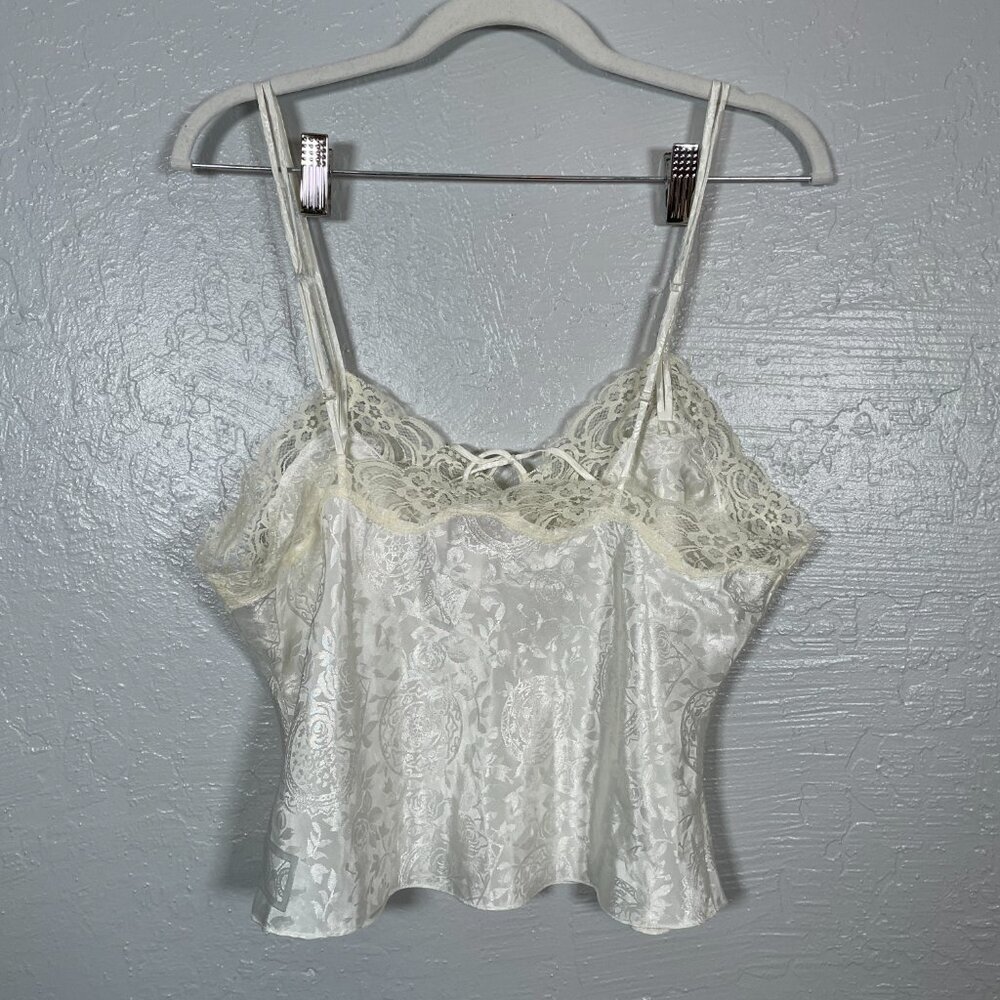 Vintage Victorias Secret Women M White Lingerie Set Gold Label Lace High Leg - Picture 8 of 11
